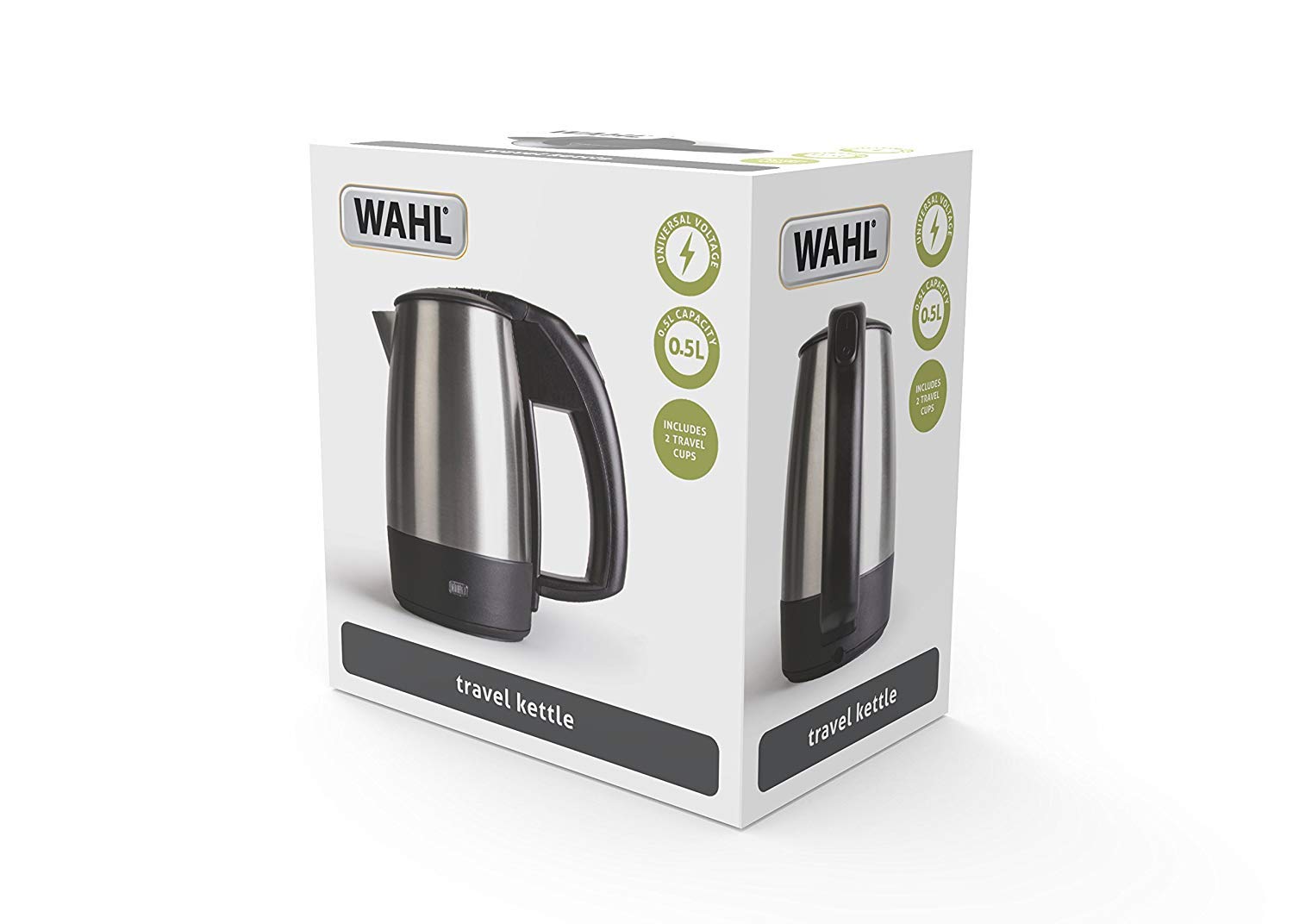 Wahl 1KW Stainless Steel Dual Voltage Travel Kettle 0.5 Ltr Capacity