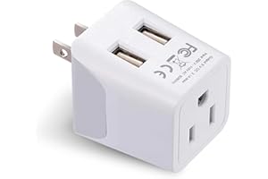 Ceptics Japan, Philippines Travel Adapter Plug with Dual USB - Usa Input - Type A - Ultra Compact (CTU-6) - Perfect for Cell Phones, Laptops, Camera Chargers
