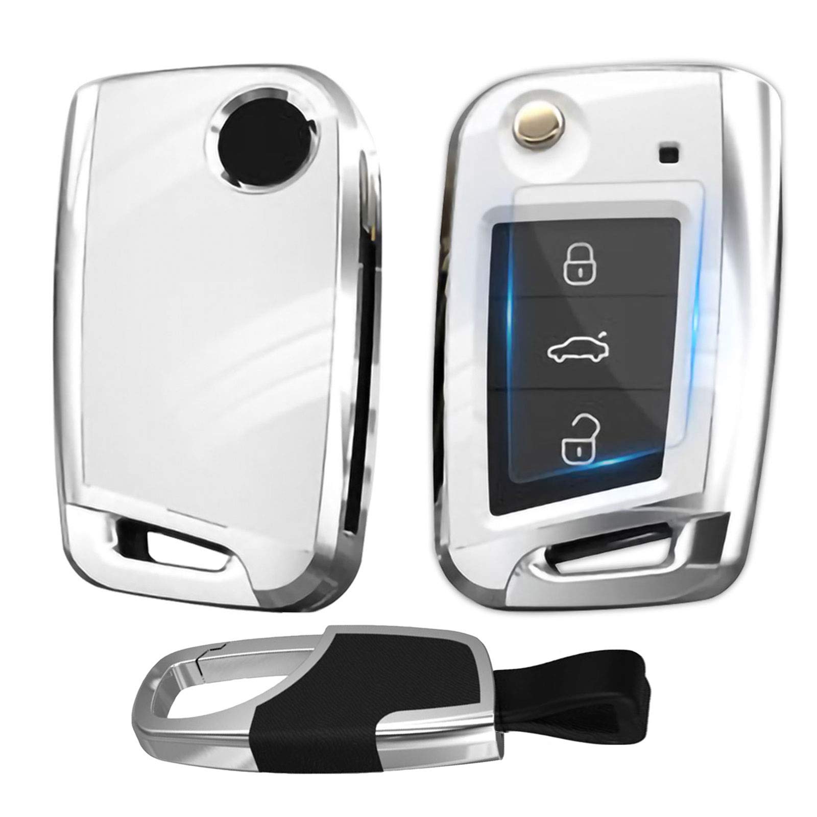 Car Key Case Smart Control ABS Key Cover Holder（white)