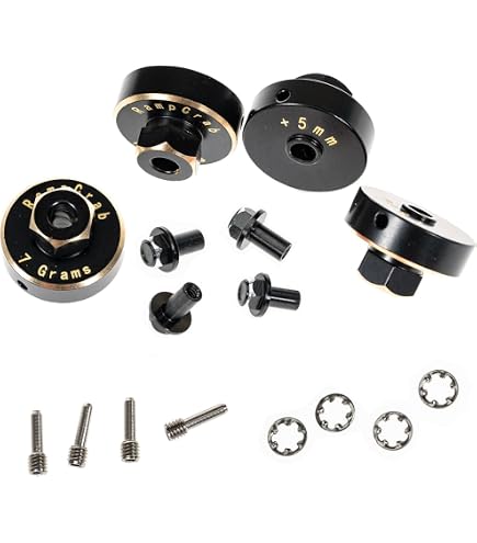 INJORA Lot de 4 poids de roue en laiton avec moyeu hexagonal de 7 mm pour 1/24 RC Crawler Axial SCX24 AX24