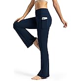 Tapata Petite Women's Bootcut Yoga Pants 26"/28" Inseam High Waist Workout Flare Leggings with Pockets