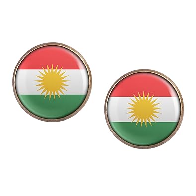 Mylery Ohrstecker Paar mit Motiv Kurdistan Flagge bronze verschiedene Größen