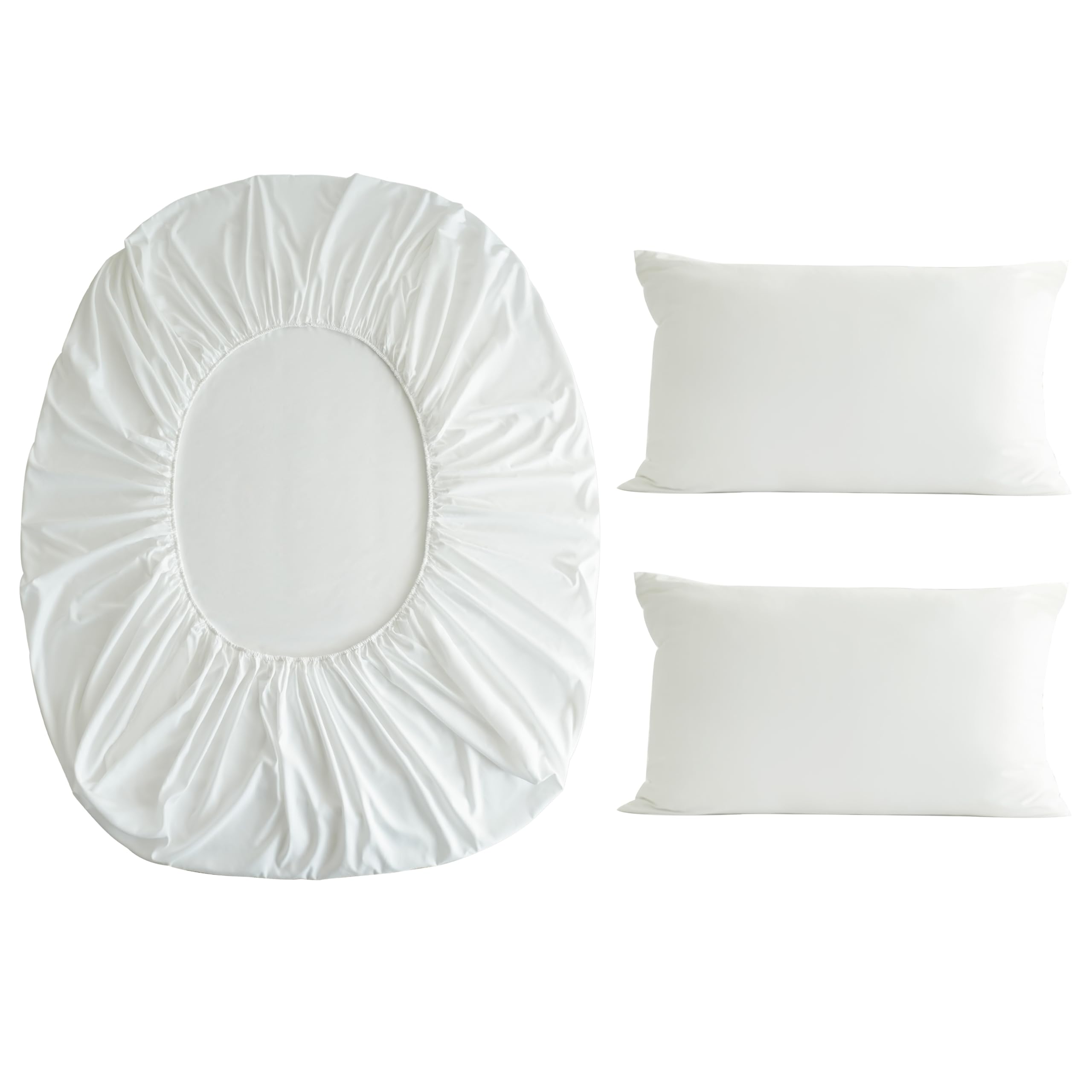 MOHAP Fitted Sheet Set King Size 16" Deep Pocket with 1 Bedsheet and 2 Pillowcases Brushed Microfiber White