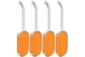 HEMILAB® 2 in 1 Aligner Removal Tool & Chewies for Invisalign Braces, Trays, Compatible with Aligners, Retainers, Dentures with Brush- 4 Pack, Orange