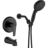 VIKASI Tub Shower Faucet Set with 10 Spray Handheld Shower Matte Black Shower Head and Handle Set Shower System with Tub Spout 4.7 Inch Shower Handheld Shower Fixtures Tub and Shower Trim Kit