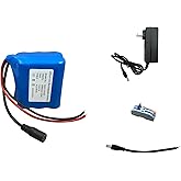 Seasider 12V 10000mAh Rechargeable Lithium Battery Pack, Bare Leads Wire Replacement Li-ion Battery with 12V Charger for 12 V