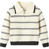 Mud Kingdom Boys Knit Striped Sweater with Long Sleeve Quarter-Zip Pullover for Boys and Girls 2T-Size 8