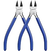WORKPRO 2 Pack Wire Cutters, 6 Inch Precision Flush Cutters, Spring Loaded Side Cutting Pliers, Sharp Diagonal Cutters for Crafts, Jewelry Making, Electronics