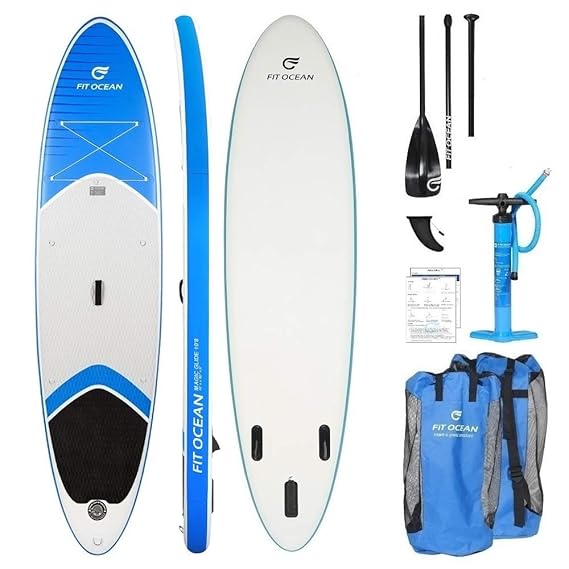FIT OCEAN Magic Glide 10'8 Aufblasbares 15 cm Dickes Stand Up Paddelboard. Inkl. Doppelhub-Pumpe + guter Rucksack. iSUP 330x8