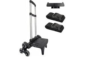 HAPBOBY Lightweight Foldable Backpack Trolley – Black 3-Wheel Rolling Hand Truck with Strap, Portable Folding Cart for Backpack, Travel, Commuting, and Daily Utility Use