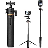 LKTOP Pocket 3 Tripod Selfie Stick for DJI Osmo Nano/360 Vlog Handle Grip Action 5 Pro/6/4/3 Extension Pole Insta 360/Xtra Muse/GoPro Hero/Max Travel Stand Action Camera Accessories 1/4" Screw, 8-22''