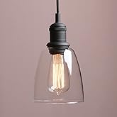 Yosoan 1-Light Vintage Edison Hanging Pendant Light, Indoor Modern Hardwired Mini Oval Cone Clear Glass Shade for Kitchen Bat