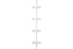 Bath Bliss 4 Tier Tensions Corner Shower Caddy | Shelves| Adjustable 48“-101”| Bathroom Organizer| Bathtub and Shower Stall|
