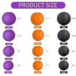 BEISHIDA 12Pcs Orange Purple Black Paper Lanterns