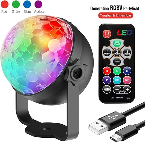 Discokugel Discolicht Kinder Led Party Lampe Beleuchtung Mit Fernbedienung Usb Discolicht Lichteffekt 7 Farbe Rgbp Geburtstag Xmas Halloween Feier Buhne Amazon De Musikinstrumente