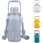 BJPKPK Vacuum Insulated Thermal Water Bottle with Handle and Lid 40oz Stainless Steel Water Bottles for Cold and Hot Beverages,Blue Haze