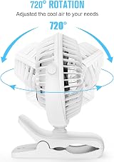 HONYIN Mini USB Clip Fan Clip Desk Personal Fan 720° Rotation 3 Speeds view 6
