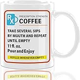 Prescription Ceramic Coffee Mug 11oz, Funny Prescription Novelty Coffee Cup, Unique Pharmacy Gifts Gag Gifts for Doctor Friend, Microwave & Dishwasher Safe Travel Cup