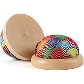 1Pcs Round Pin Cushion, Wooden Base Cute Needle Pincushions Japanese Style Pin Cushions Needle Holders for Sewing Quilting Ac