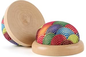 WANSHUI Round Pin Cushion, Wooden Base Cute Needle Pincushions Japanese Style Pin Cushions Needle Holders for Sewing Quilting Accessory or DIY Crafts.Color Fish Scales