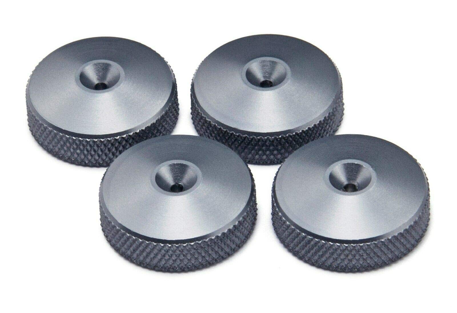 Precisiongeek - Solid Aluminium Speaker Spike Pads Knurled finish with Grey Anodised Colour, 20mm diameter - Set of 4 pieces