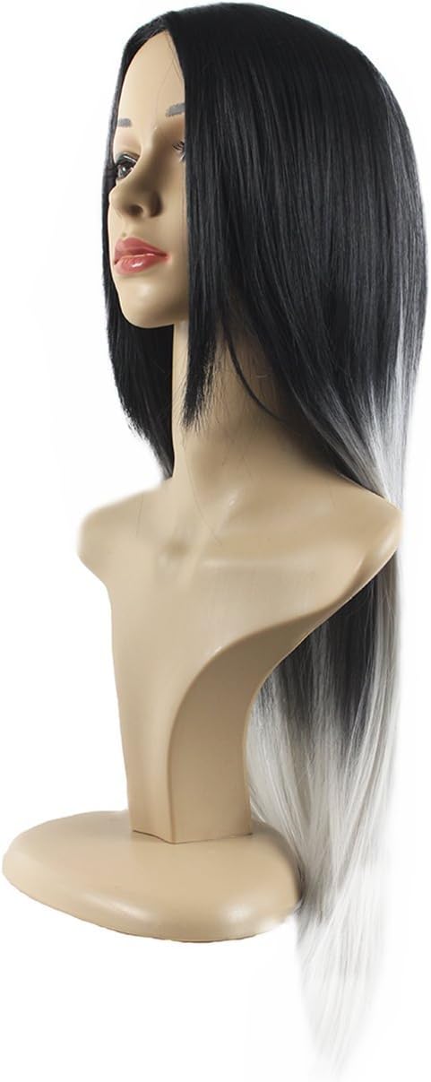 Xiaoyu 65cm Long Straight Black and Gray Gradient Female Wig, black + grey - Image 4