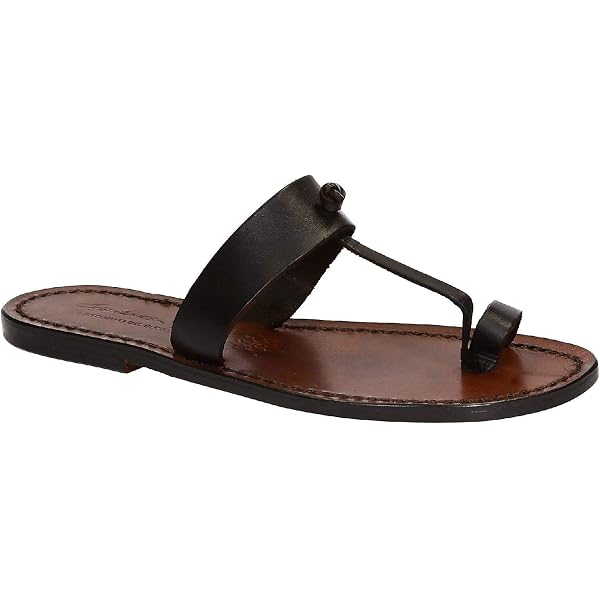 Gianluca Women's Leather Slide Sandals - Handmade In Italy, Vegetable Tanned, Leather Sole - View #6