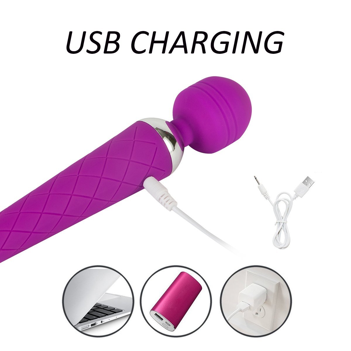 Rechargerable Wand Massager For Women Cordless Electric Handheld Vibrator Waterproof Body Wand with 10 Powerful Speeds