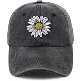 Pickleball Hat for Women, Adjustable Cotton Embroidered Daisy Pickle Ball Baseball Cap