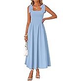 ZESICA Women's Summer Spaghetti Strap Maxi Dress 2026 Tie Shoulder Square Neck Flowy Wedding Guest Party Beach Long Dresses