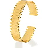 Frigotine Chunky Gold Open Cuff Bangle Bracelets for Woman, 18k Gold Plated Adjustable Bracelet