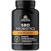 Ancient Nutrition Probiotics, SBO Probiotics Gut Restore 60 Ct, Promotes Gut Health, Digestive and Immune Support, Gluten Free, Ancient Superfoods Blend, 25 Billion CFUs* Per Serving