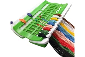 Fbshicung 30 Positions Floss Organizer Embroidery Shelf Thread Organizers for Cross Embroidery Thread Holder with 4Pcs Replaceable Paper Card Needle Holder (Green)