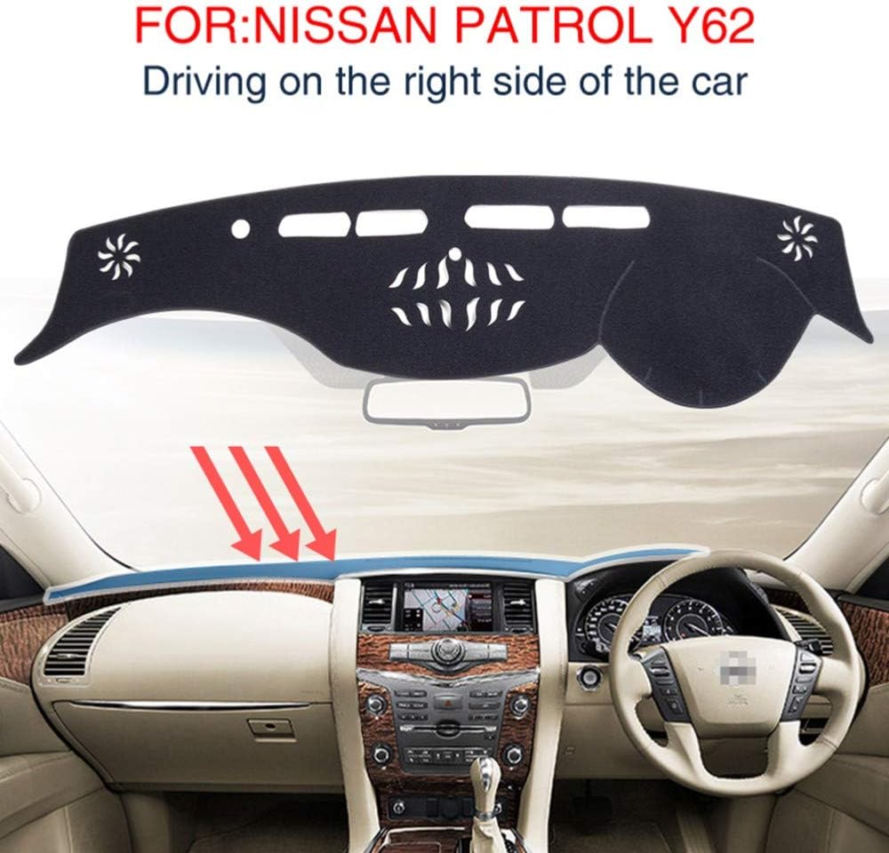 LYSHUI Dash Mat Accessories Anti-Slip Dashmat Black Carpet Car Dashboard Pad Automotive,for Nissan Patrol Y62 nismo