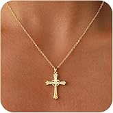 Amicon Gold Cross Necklace for Women Dainty 14K Gold Plated Diamond Cross Pendant Necklace Simple Charm Cross Necklaces Faith Trendy Jewelry Gifts