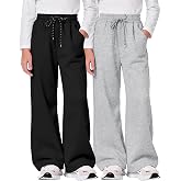 Hvididan Girls Sweatpants Wide Leg Baggy Drawsting Sweat Pants for Girls Kids Athletic Trackpant Joggers 5-14Y