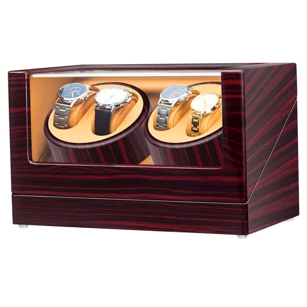 JQUEEN Watch Winder Winds 4 Heavy Watches with Quiet Motor