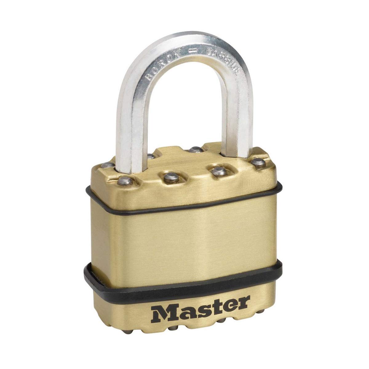 MASTER LOCK Heavy Duty Padlock, Security Level 8/10, Outdoor, Keyed, Laminated Steel/Brass Finish, Weatherproof, Standard Shackle
