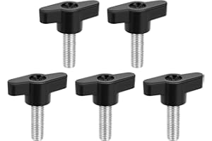 MewuDecor M8 x 25mm Z Type Handle Thumb Screws Plastic Head Mechanical Handle Bolts T-Shaped Wing Adjustable Knobs Carbon Steel, 5 PCS