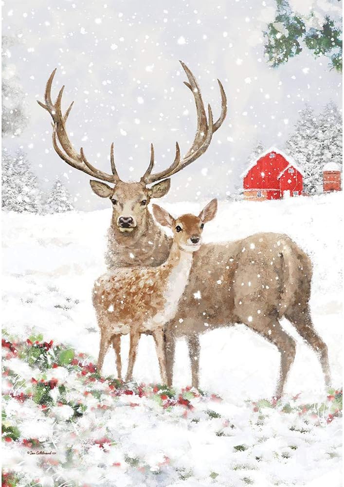 Custom Decor Deer Pair - Garden Size, Decorative Double Sided, Trademarked, Licensed and Copyrighted Flag - Printed in The USA Inc. - 12 Inch X 18 Inch Approx. Size