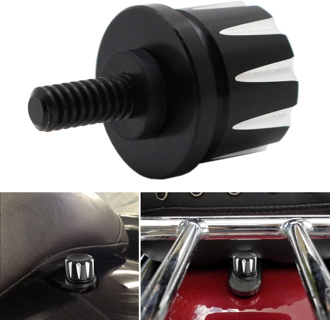 Aochuang Black Knurled Billet Aluminum Screw Seat Bolt with Knob Cover Tab for Harley Davidson 1996-2018