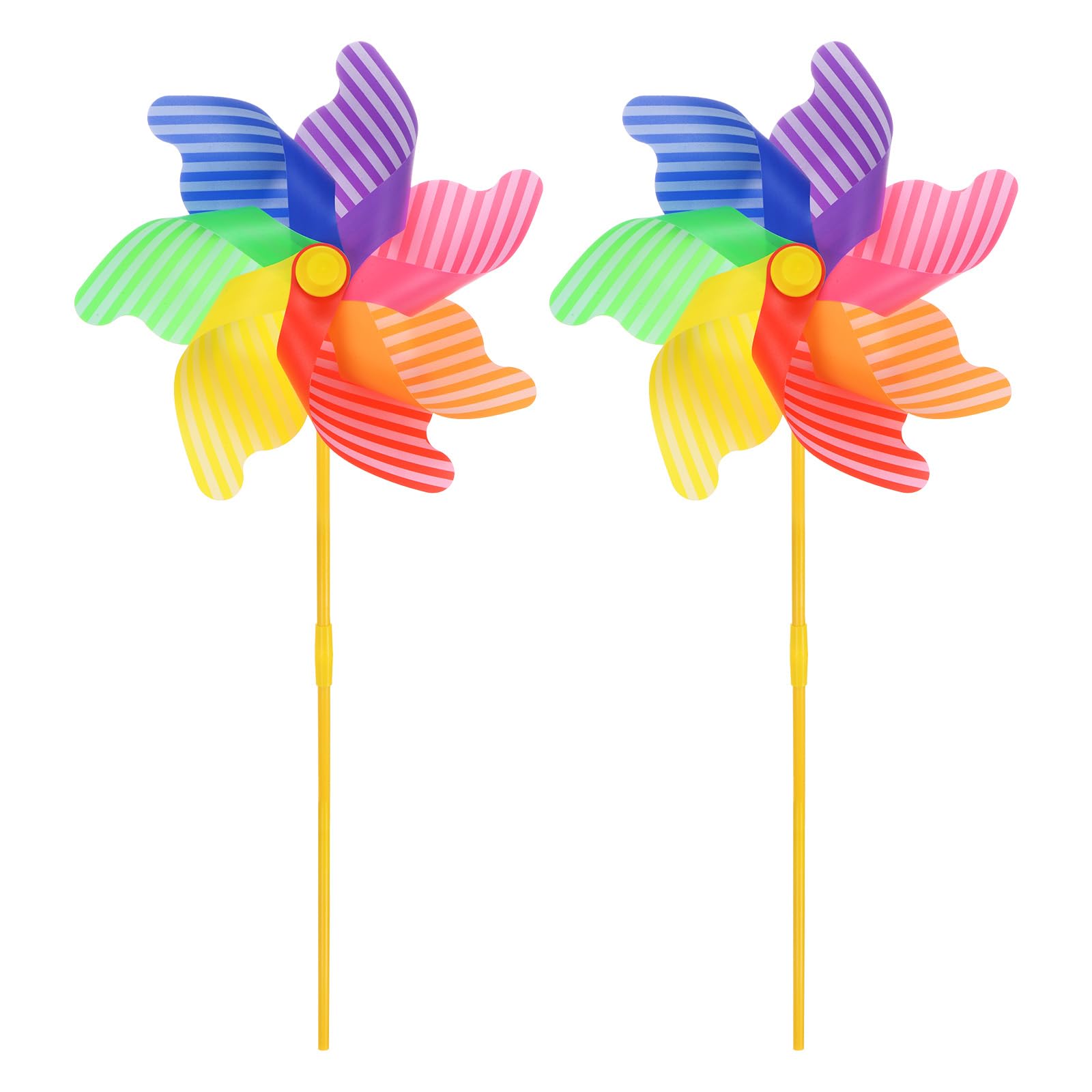 M METERXITY 2 Sets Wind Spinner - 28.3 Inch Pinwheels for Yard and Garden,Apply to Garden Decor/Yard Decorations Outdoor/Backyard Decor/Yard Art (Colorful Stripes Windmill)