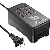 50W 12-Port USB Charging Station for Multiple Devices-Portable USB Charging Hub Compatible with iPhone, Android, Tablet, AirPods & More-Compact Charger Block for Home, Office & Travel.