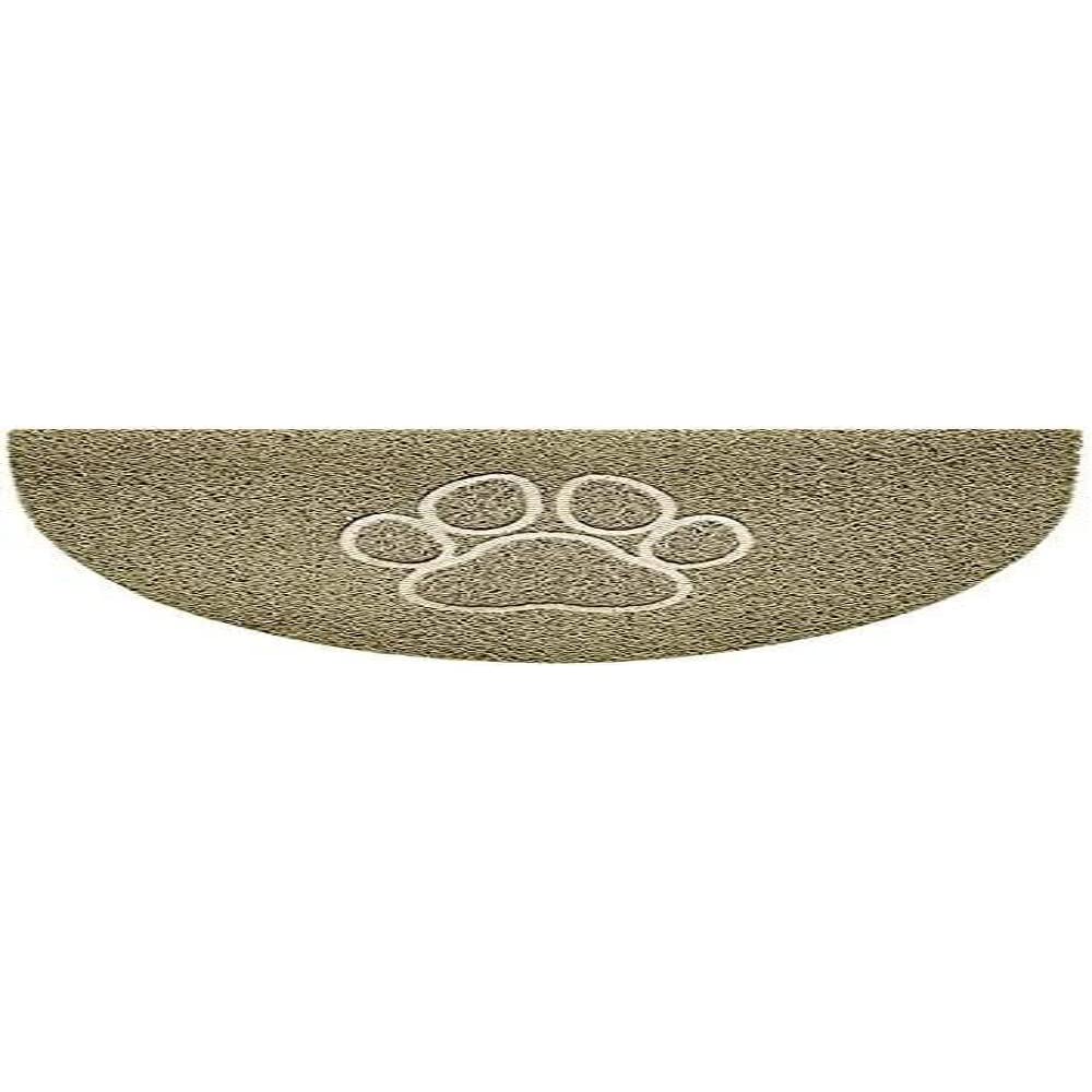 Nicoman Embossed Halfmoon Half Circle Door Mat Dirt-Trapper Jet-Washable Doormat 70x44cm (Beige, PAW Shape) - Use on Carpet ONLY