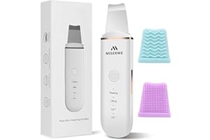 MISERWE Skin Scrubber Face Skin Spatula Facial Scrubber Spatula for Deep Cleansing Blackhead Remover Pore Cleaner with 4 Modes (White)