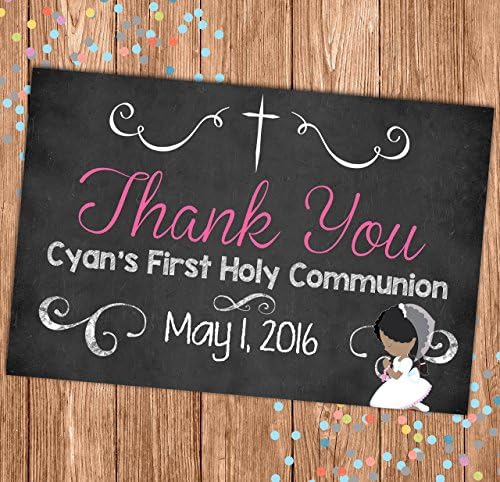 Communion Thank You Card - Flat Thank You Note - Religious - Cross - First Holy Communion - 4x6