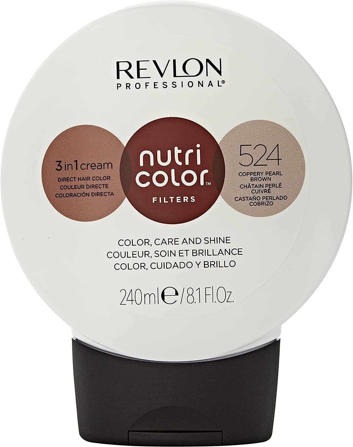REVLON PROFESSIONAL Nutri Color Filters, Semi-Permanent Toning Hair Color, 524 Coppery Pearl Brown, 240 ml (Pack of 1)