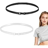 2 PCS Adjustable Crop Top Band Shirt Tuck Band Women Stretchy Invisible Crop Top Bands Waist Belt for Sweaters Tucking Shirts (Black White)