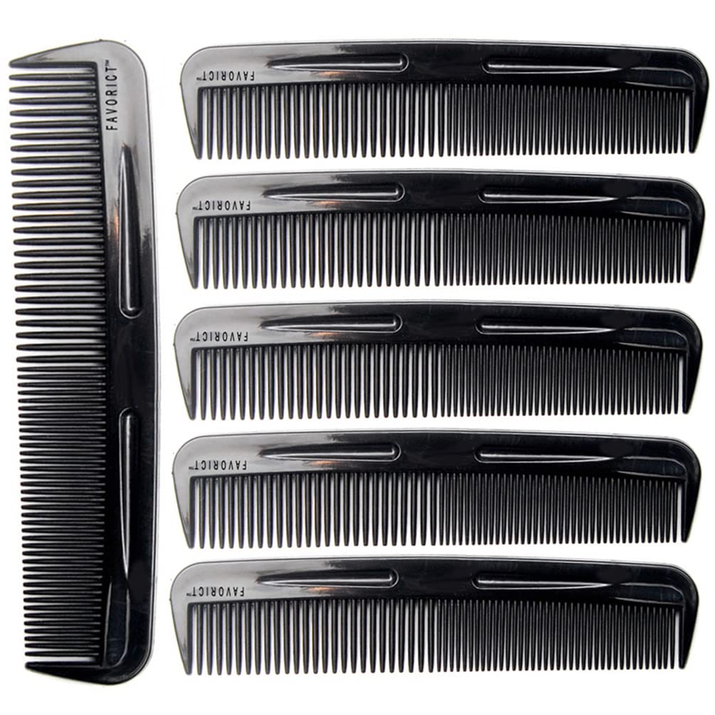 Photo 1 of LUXXII (6 Pack) 5" Pocket Black Plastic Handle Beard & Mustache Hair Comb Designed for All Hair Types (B)