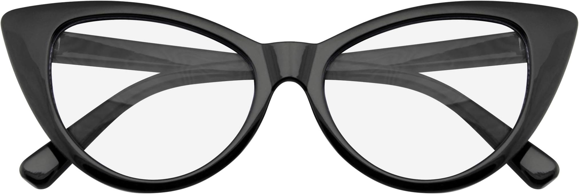Emblem Eyewear - Super Cat Eye Glasses Vintage Fashion Mod Clear Lens Eyewear